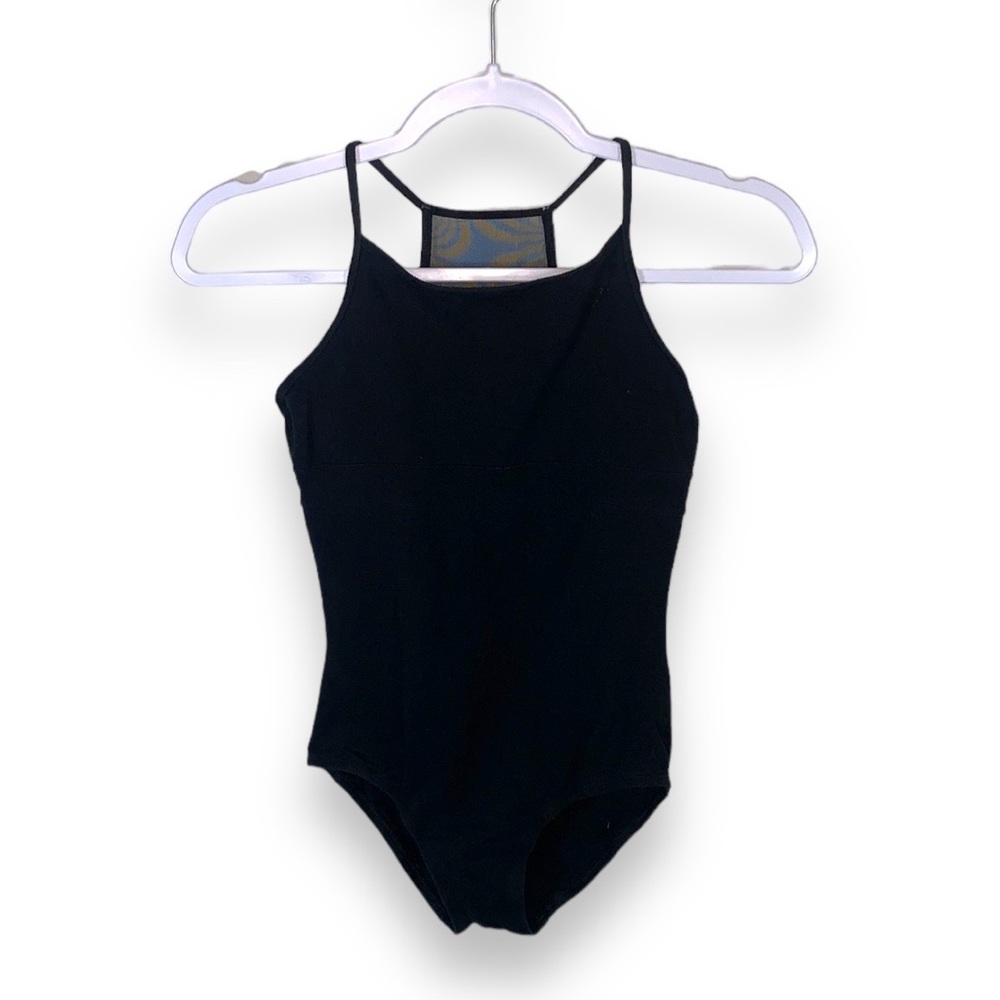 Justice Active Black Sleeveless Leotard with Mesh Back Size 14